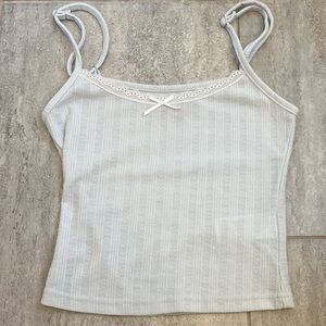 Elegant light blue Lace Trim Women's Top